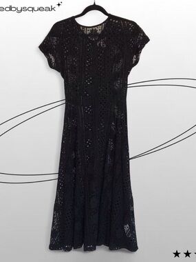Forever 21 Black Sheer Lace Midi Dress Medium Boho Whimsigoth
